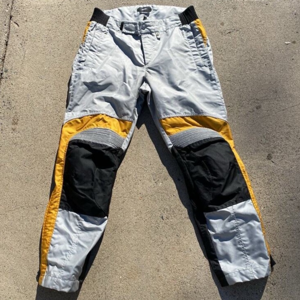 Men's BMW RIDING Pants in Light Gray and Yellow